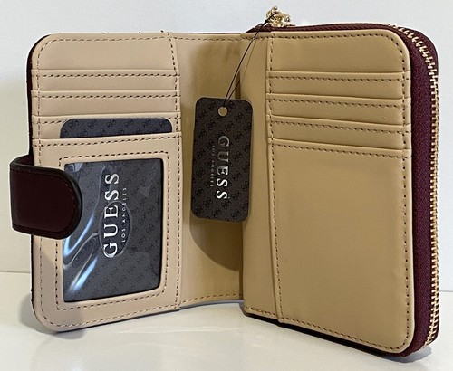 GUESS Brevard ZIP FOLD WALLET Bordeaux Red Leather PU Logo Clutch Purse BNWT NEW - Picture 6 of 13