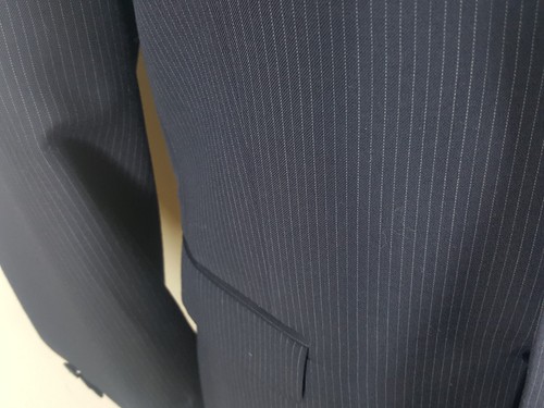BOYS LORD & TAYLOR Blue Striped Sport Coat 2 Btn Center Vent Wool Blend 16 Reg - Picture 6 of 9