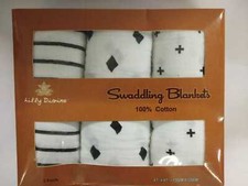 Lilly Divine Baby Mixed Swaddling Blanket 100 Cotton Pack of 3 - Excellent Gift