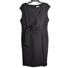 NWT Calvin Klein Sleeveless Midi Sheath Faux Drape Crepe Dress size 12