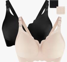 2 Pack Nursing Bras For Breastfeeding XL Black And Nude Maternity Bra