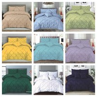 PINTUCK DUVET SET TOP NOTCH QUILT COVER SINGLE DOUBLE SUPER KING SIZE BEDDING
