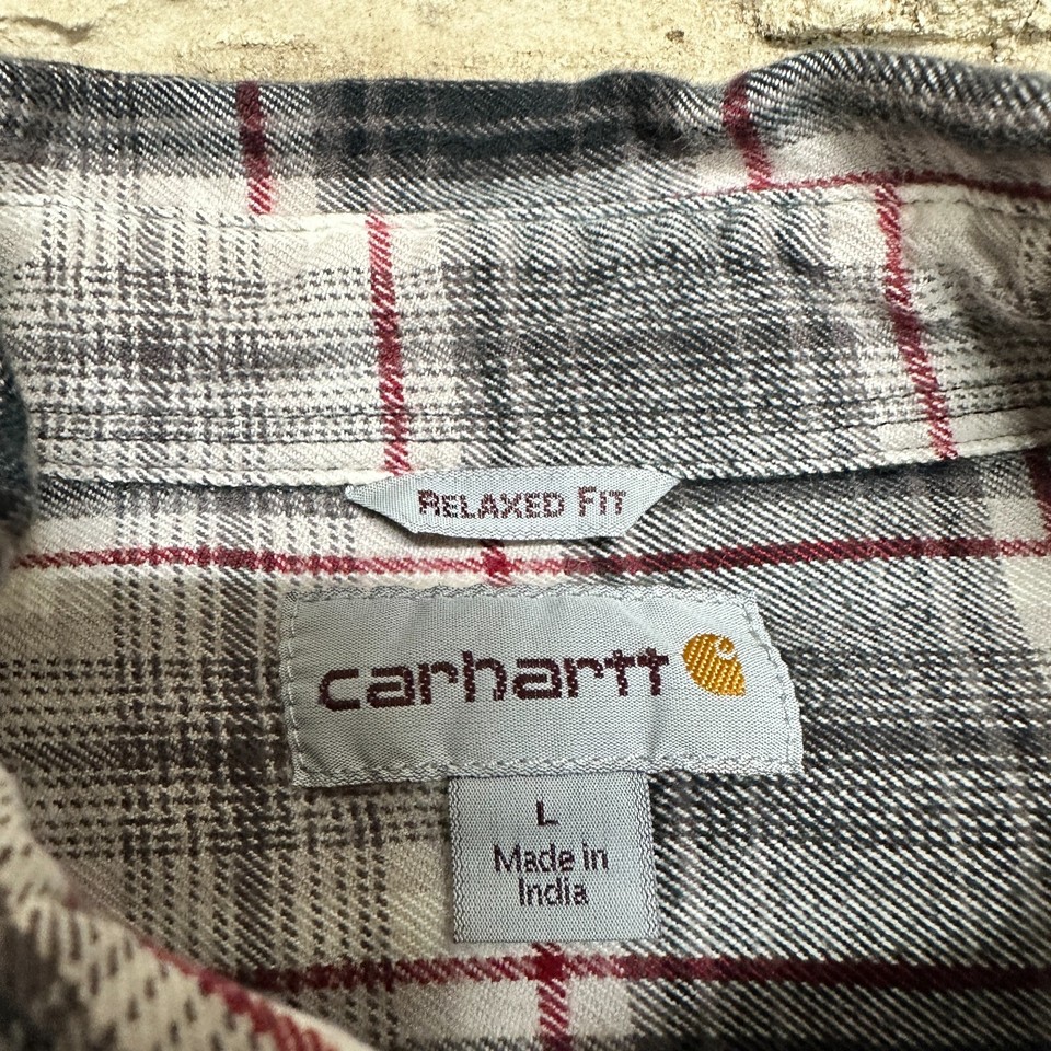 Carhartt Relaxed Fit Men's Shirt Large Button Down Long Sleeve Flannel