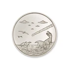 UFOs Over DINOSAURS 1 oz .999 Fine Silver Round Intaglio Alien Abduction - BU