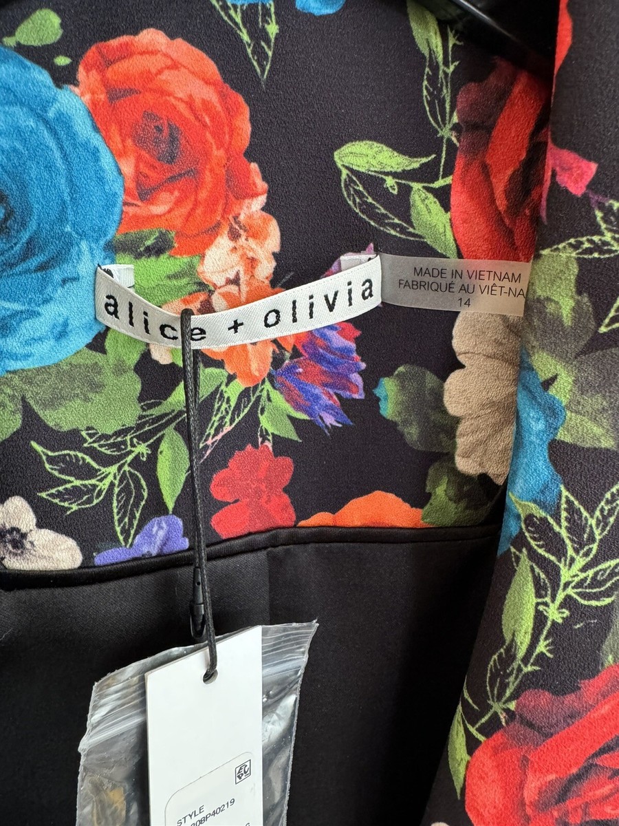 ALICE + OLIVIA NWT $550 Floral Print Fitted Blazer Sz 14 | eBay