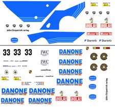  33 DANONE 956 / 962 PORSCHE 1/64th Scale Slot Car Waterslide Decals
