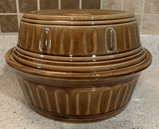 Vintage USA Glazed Brown Stoneware Bean Pot Baking Dish w/Lid eBay
