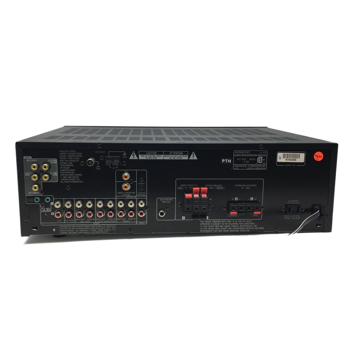 Kenwood Model VR-505 KAM-1 A/V Surround Receiver Dolby Digital