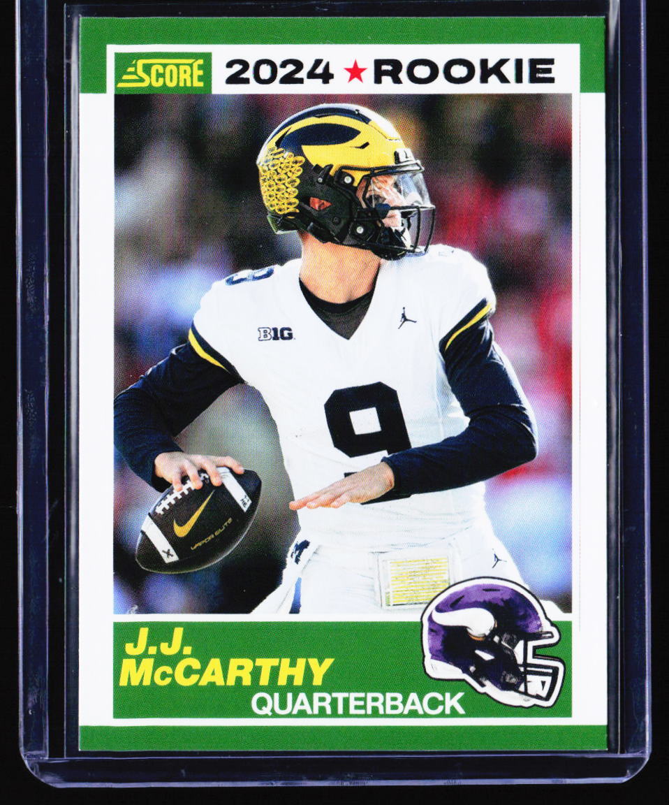 J.J. McCarthy 2024 Score 35th Anniversary Rookies Pink #8 Minnesota Vikings
