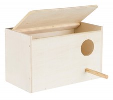 TRIXIE WOODEN BUDGIE NESTING BOX WITH PERCH CAGE AVIARY OPENING TOP 5630