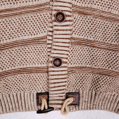 Above Man Shawl Collar Sweater Large Beige Nordic Cabin Style Heritage Knit - Picture 4 of 9