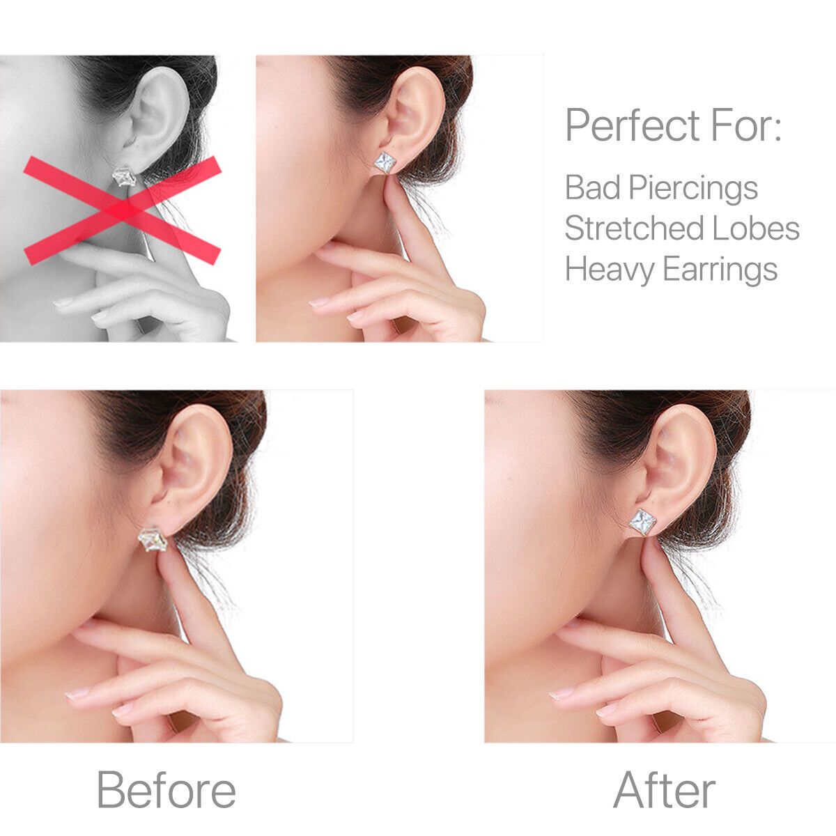 Magic Earring Lifters Ear Lobe Support Backs Hypoallergenic Firmly 3 Pairs