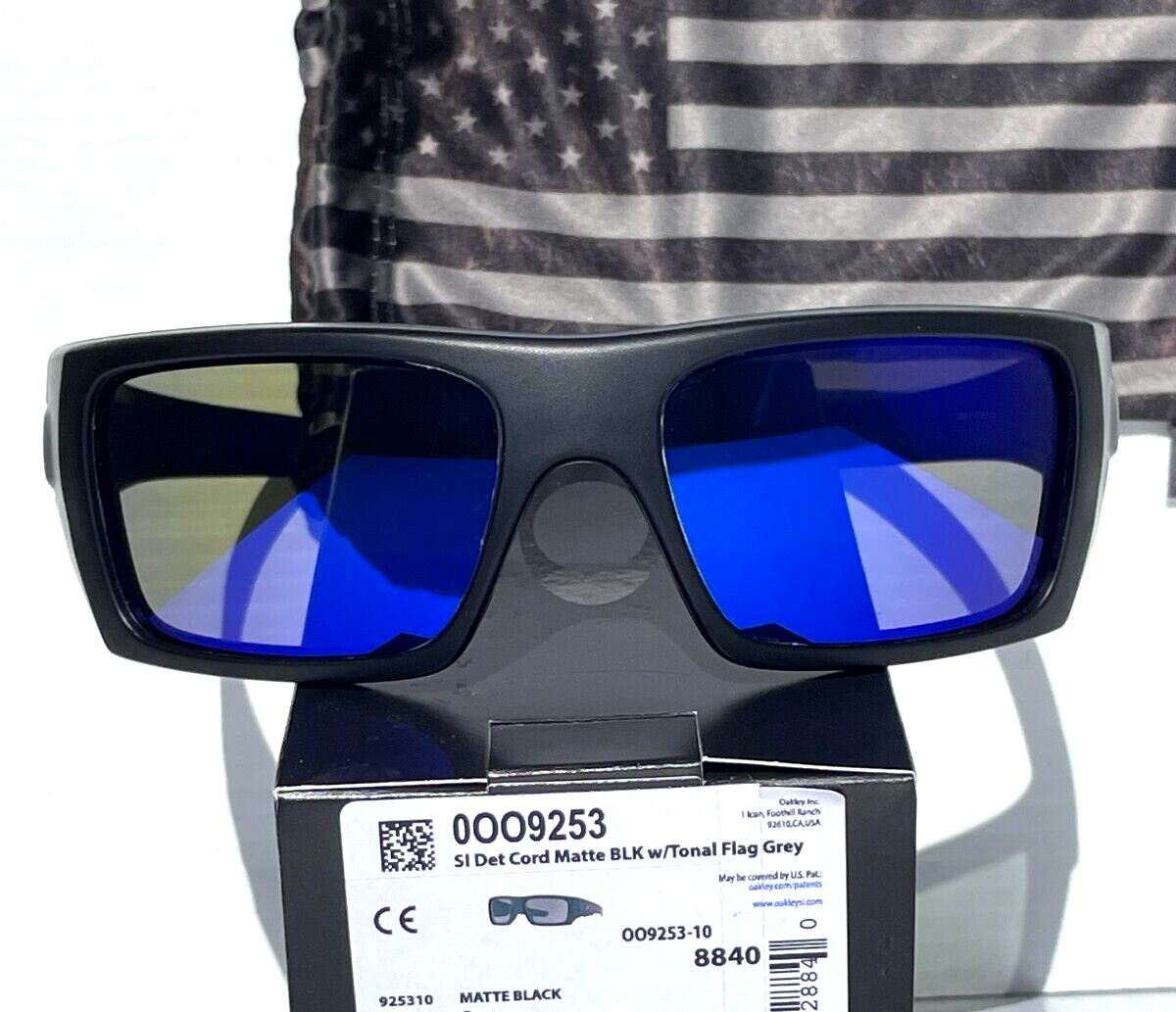 SI Det Cord USA Flag Sunglasses - Black/Grey Lenses