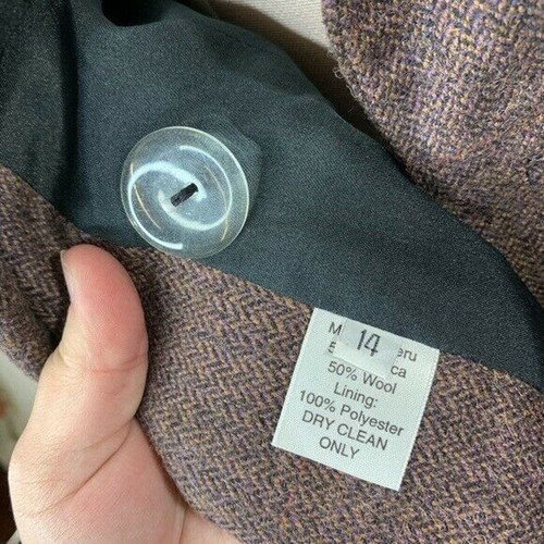 Vintage Deadstock Peruvian Connection Norfolk Wool Alpaca Blazer Career Sz 14 - Picture 4 of 6