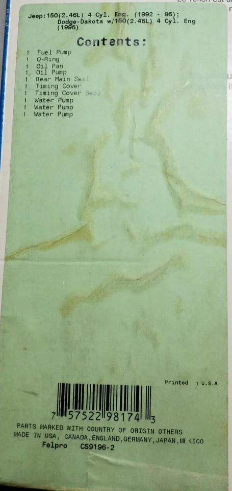 Juego de juntas de conversión de motor CS3799A envío gratuito devoluciones gratuitas Foto 3 de 4