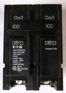 EATON CUTLER HAMMER BRH2100 2 Pole 100Amp BR Circuit Breaker 22,000 AIC
