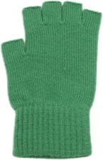 Pure Wool Women Men Unisex Half Fingers Fingerless Gloves Mittens, Green