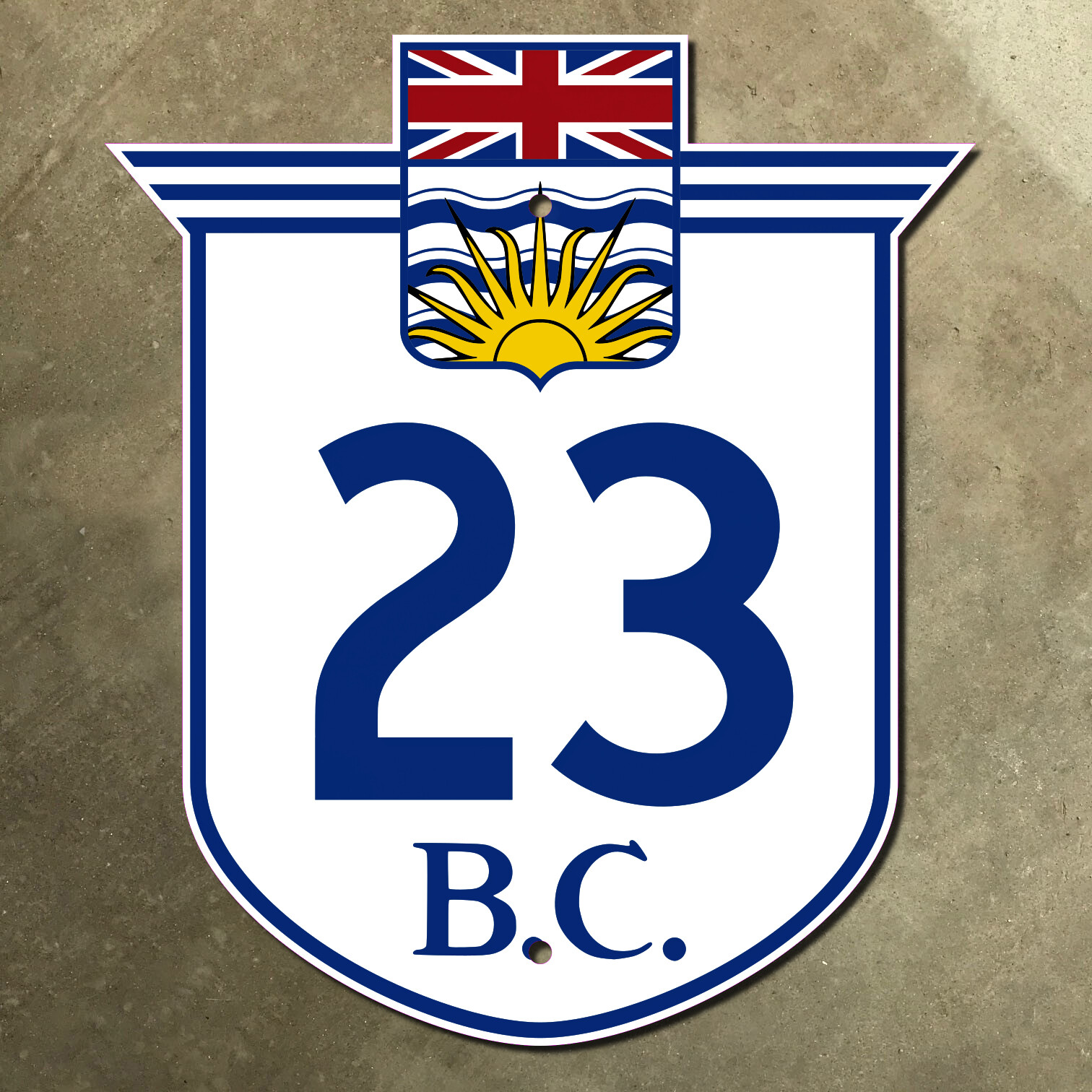British Columbia Highway 23 route marker road sign Revelstoke Nakusp Mica 20x23
