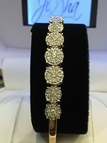 4Cts Round Cut Simulated Diamonds Bangle Bracelet 14K Rose Gold Plated - Picture 2 of 7