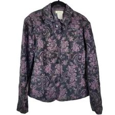 FDJ French Dressing Blazer Floral Jacquard Collared Button Closure Coat 