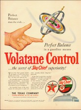 1950 vintage AD, TEXACO SKY CHIEF GASOLINE, Volatane Contol, Fuel Autos (071114)