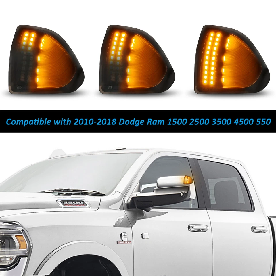 2X LED Side Mirror Turn Signal Lamp For 2010-2018 Dodge Ram 1500 2500 3500 4500 - Image 3 of 4