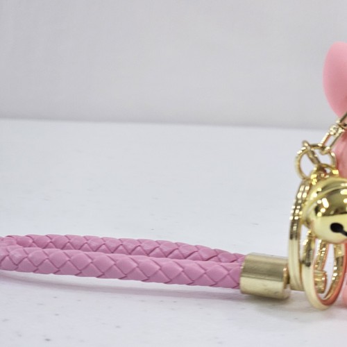 Schlüsselanhänger Hase Kaninchen goldfarben Strass rosa Tier Glocke Geschenk Souvenir 4 Zoll neu - Bild 9 von 13