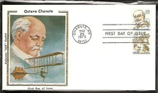 US Scott # C94a Octave Chanute FDC. Colorano Silk Cachet.
