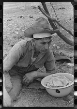 Foto: Condado de Kimble Texas 1940 oveja cabra esquiladora descanso rancho almuerzo