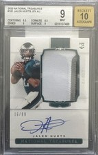 2020 NATIONAL TREASURES JALEN HURTS BGS 9 AUTO10 #161 ROOKIE PATCH AUTO 16/99 RC