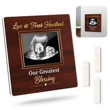 Love at First Heartbeat Baby Ultrasound Picture Frame - Magnetic Sonogram Kee...
