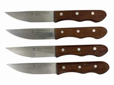 4 JA Henckels International Classic 39306-100 Serrated Steak Knife Wooden Handle
