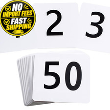 Toncoo 50Pcs Table Numbers 1-50, 3.7x4 Inch 50 Pcs Numbers, White