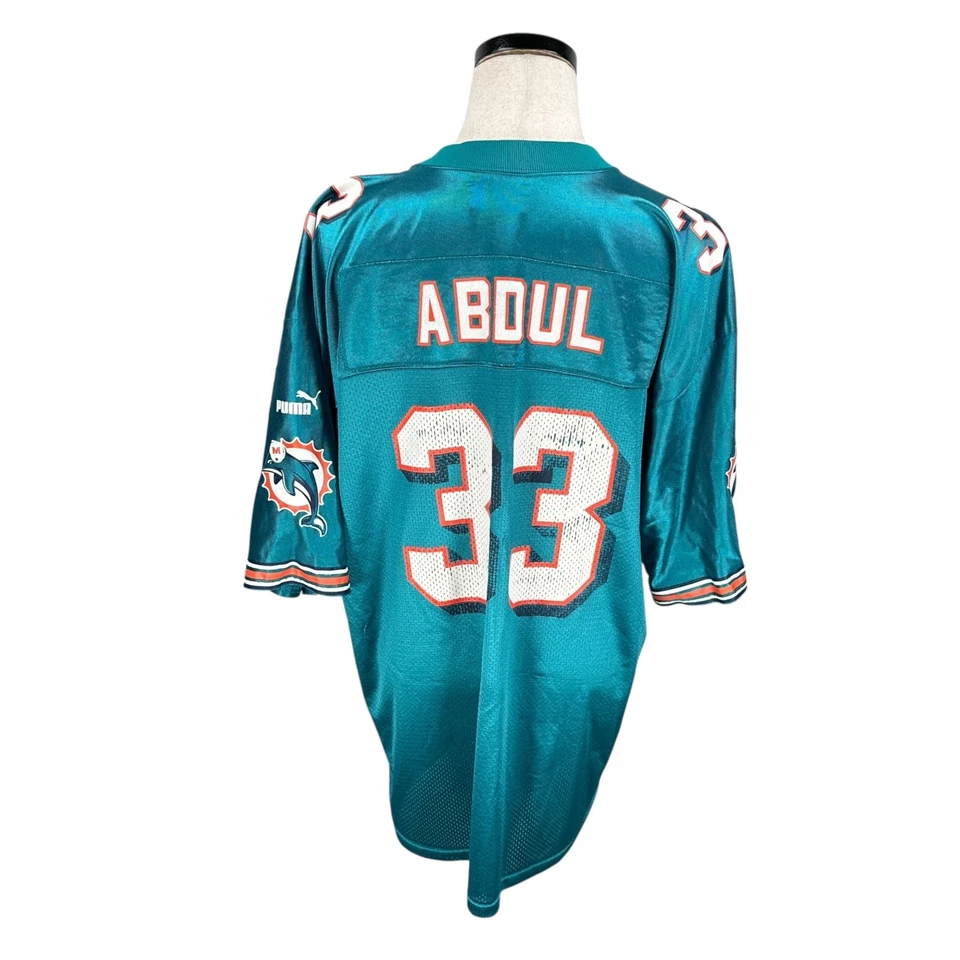 Camiseta deportiva vintage Puma Miami Dolphins Karim Abdul Jabbar para hombre XL azul versión rara Foto 4 de 4