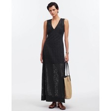NWT Madewell Eyelet V-Neck Maxi Dress In Black Size 0