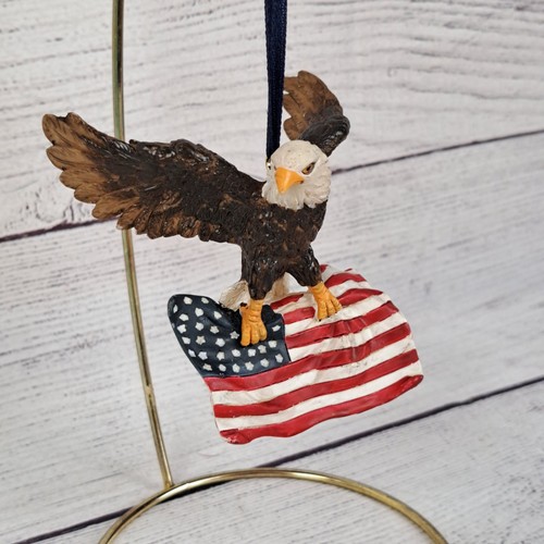 Bald Eagle with American Flag Christmas Ornament Patriotic USA Freedom  - Picture 4 of 9