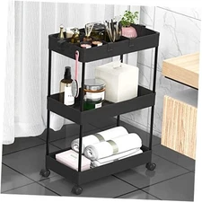  3 Tier Rolling Cart with Wheels, Storage Craft Art Trolley Organizer Black