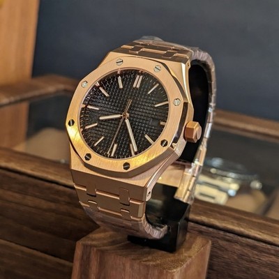 Custom Automatic Watch NH35 Japanese Movement Date Rose Gold Steel