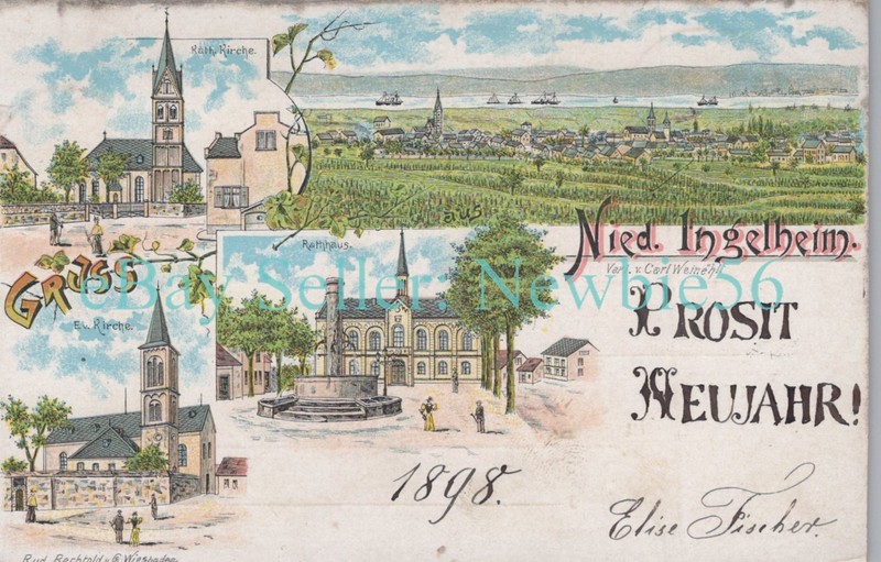 Ingelheim am Rhein Germany - 1898 GRUSS AUS INGELHEIM - Postcard AK