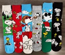 Brand New - One Size Fits Most - Peanuts - Snoopy - 6 Pair Crew Socks