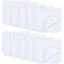 Muslin Burp Cloths 20" x 10", Pack of 10 - Large, 6-Layer, Ultra Absorbent 10...