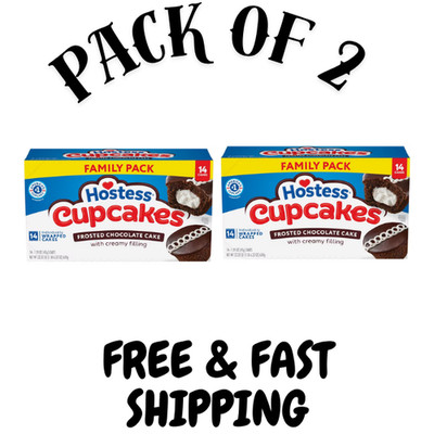 (2 PK) Hostess Cupcakes, Chocolate Snack Cakes, 22.22 oz Box (14 Count)