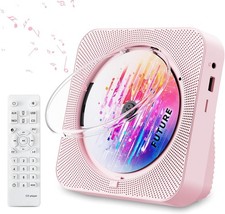 Portable CD Player Bluetooth FM USB AUX Dual Speakers Pink