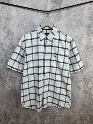 Fred Perry Button Up Hemd Kariert Vintage Kurzarm Hong Kong Herren Größe M