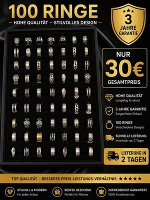 100 Stück Mix Ring Damen Herren Bandring Edelstahl Damenring Partnerringe DE