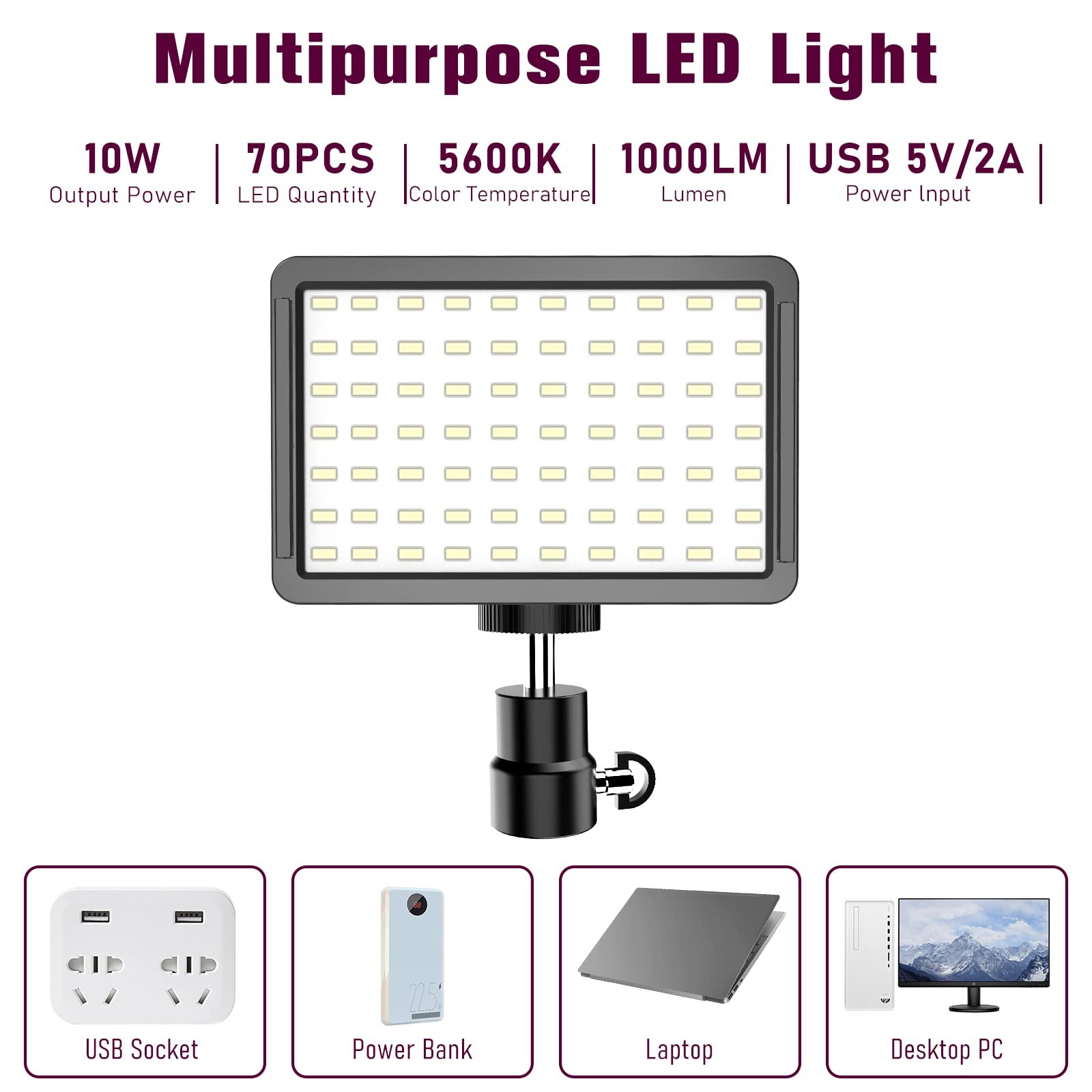 Photography Lighting Kit Dimmable 5600K USB Led Video Studio Streaming Lights