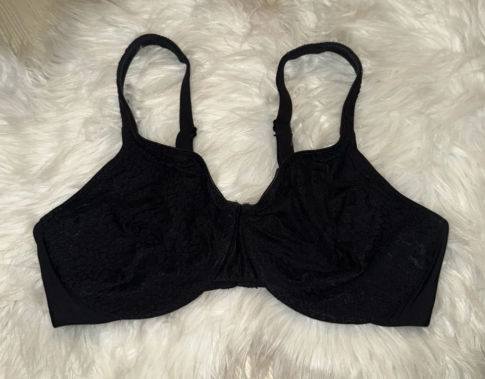 Sujetador con aros minimizador de encaje Olga GH5192R sin forro estampado animal para mujer 38C negro Foto 2 de 4