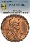 1909 VDB 1C PCGS MS65 RD Lincoln Wheat Cent RED - First Year of Issue