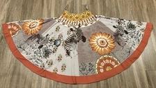 Julie G. Artsy Boho Full Circle Skirt Zebra Safari  India Flowers Sequins Sz S