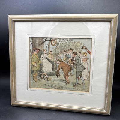 Randolph Caldecott 1884 Book Print ALLEGIANCE TO THE MAY QUEEN  12'' Glazed Frame